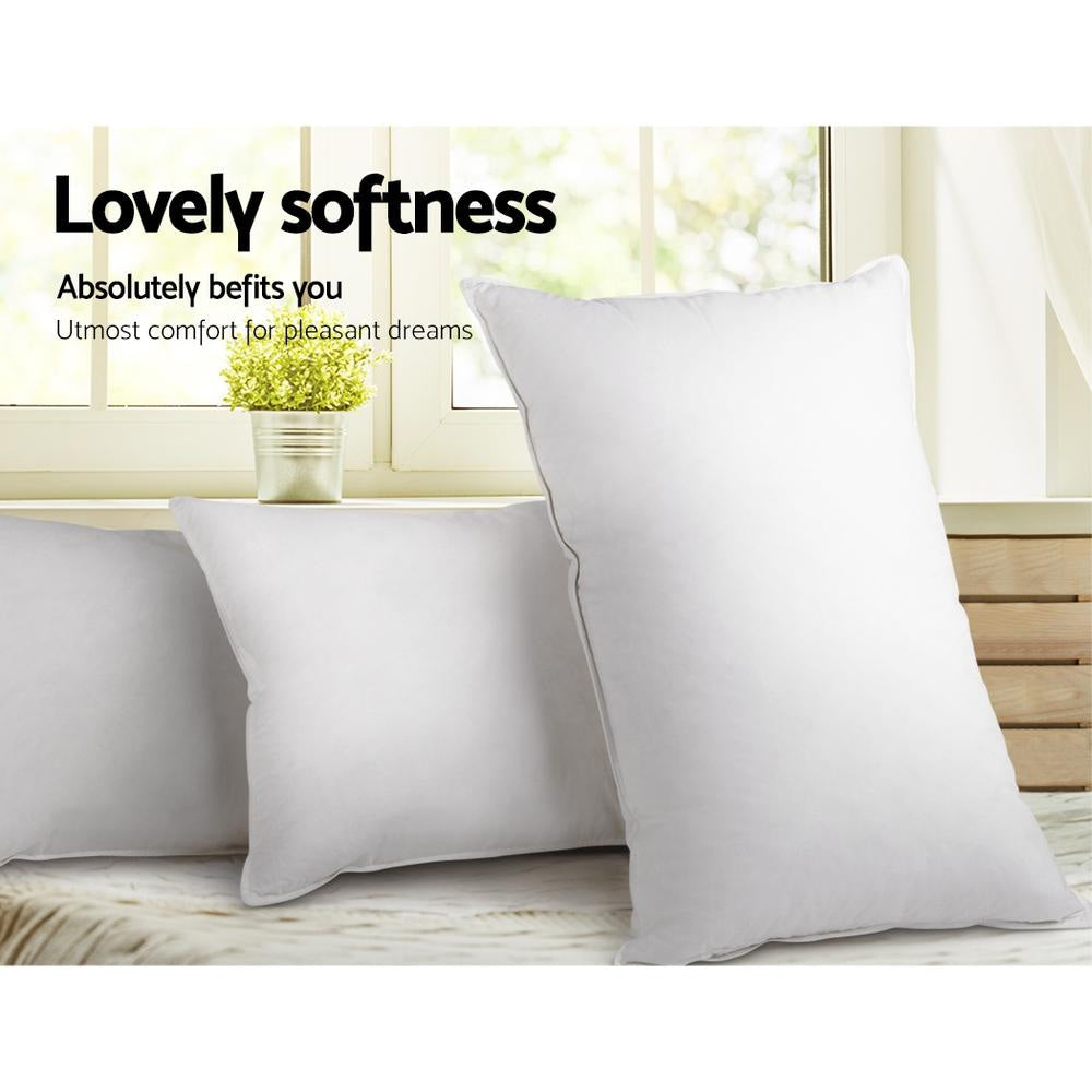Bedding Set of 2 Duck Down Pillow - White Fast shipping On sale