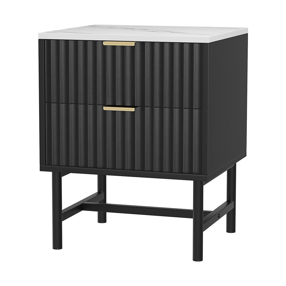 Bedside Nightstand Table 2 Drawers - Black Fast shipping On sale