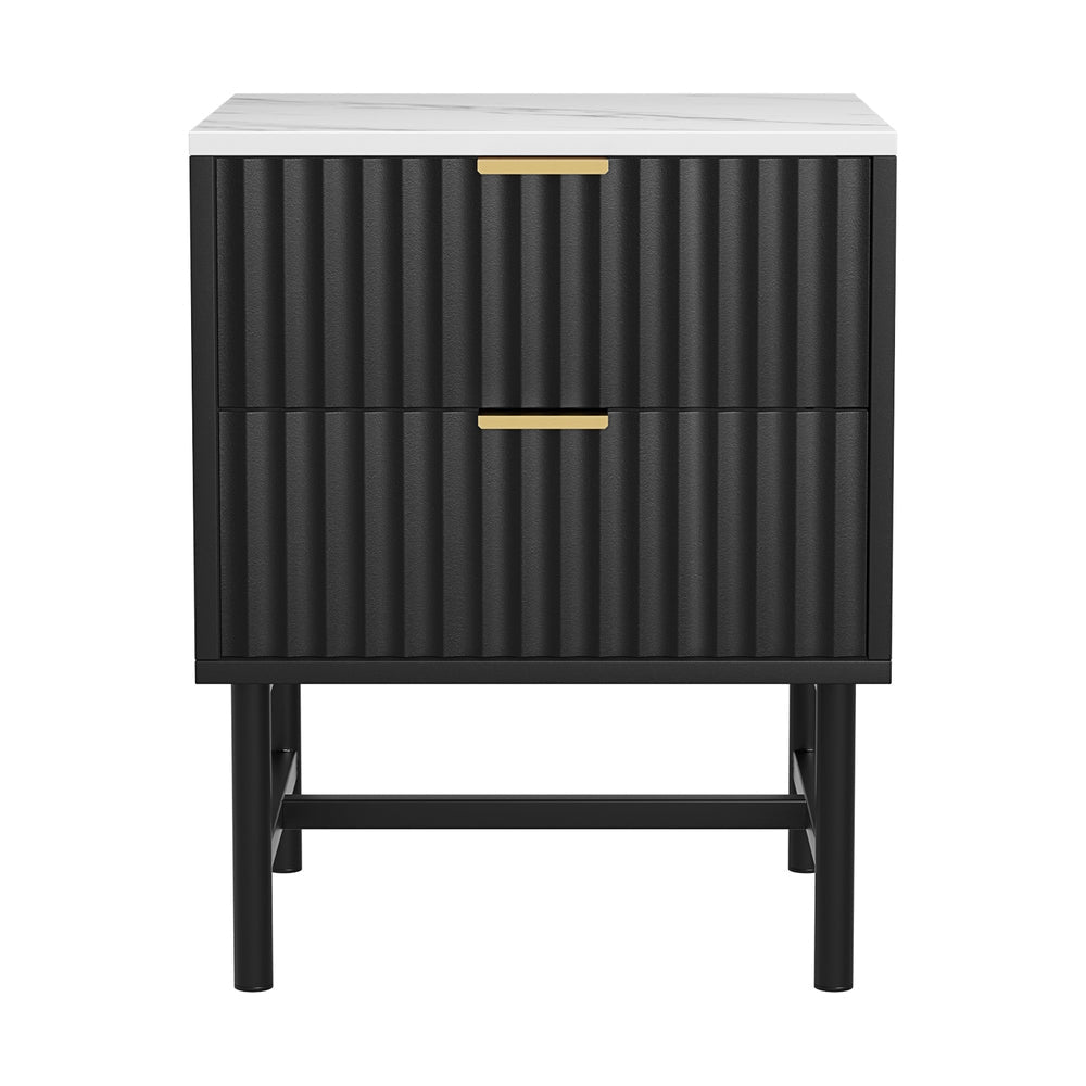 Bedside Nightstand Table 2 Drawers - Black Fast shipping On sale