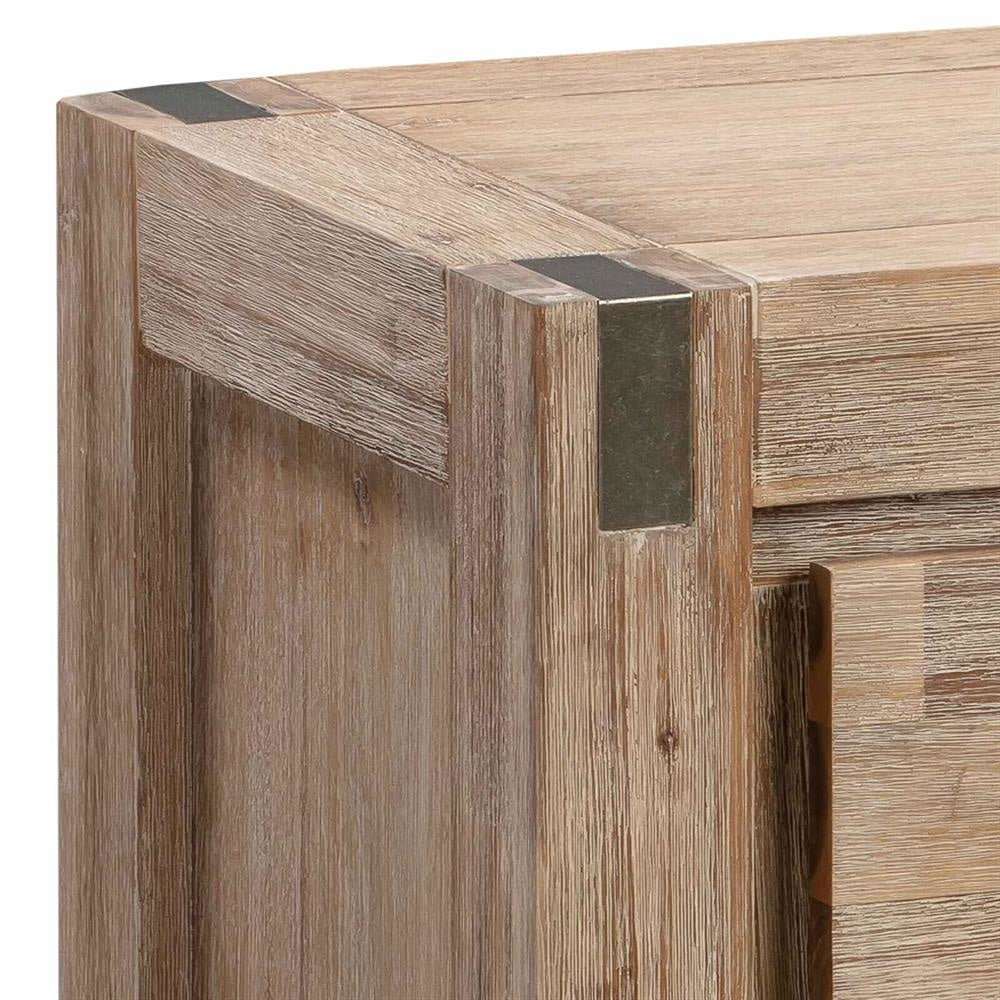 Bedside Table 2 drawers Night Stand in Solid Acacia Wood Oak Colour Fast shipping On sale