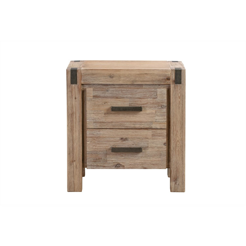 Bedside Table 2 drawers Night Stand in Solid Acacia Wood Oak Colour Fast shipping On sale