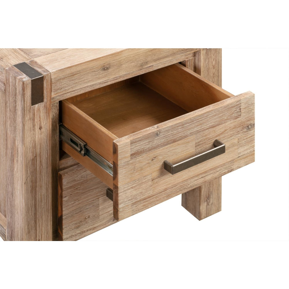 Bedside Table 2 drawers Night Stand in Solid Acacia Wood Oak Colour Fast shipping On sale