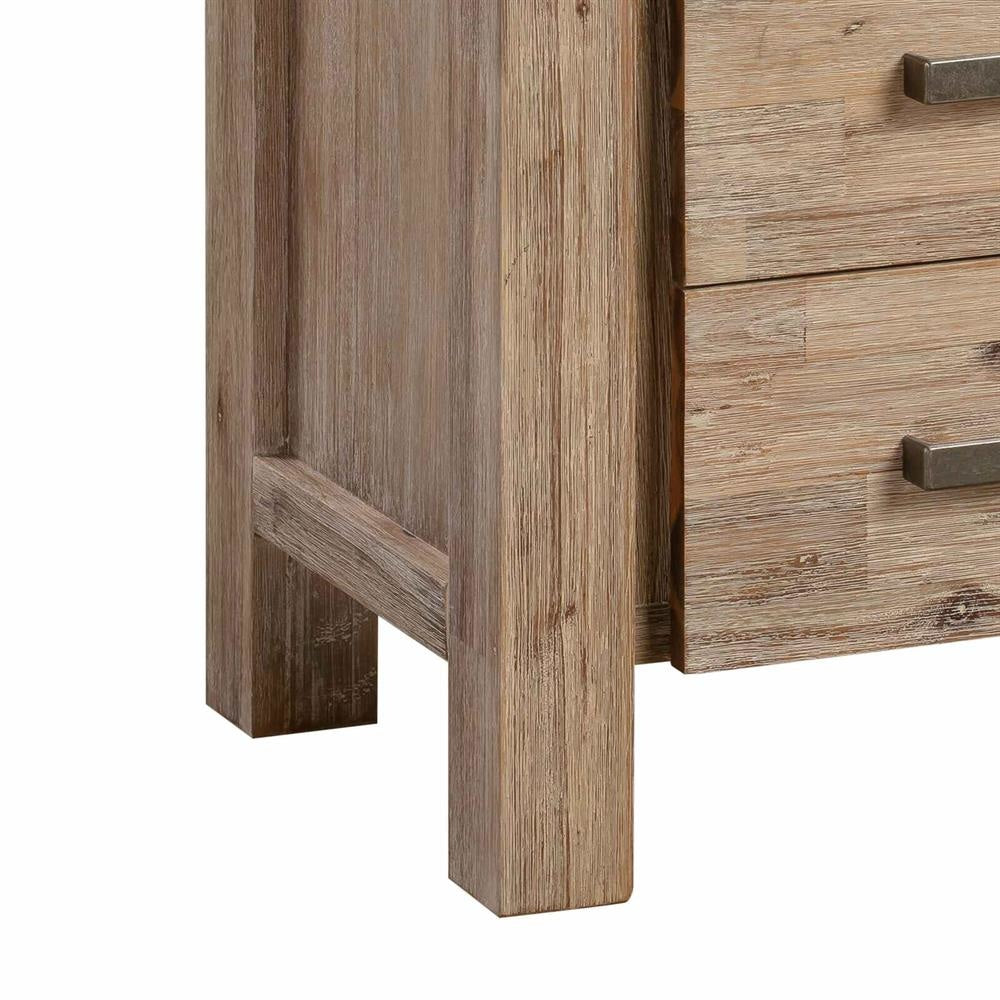 Bedside Table 2 drawers Night Stand in Solid Acacia Wood Oak Colour Fast shipping On sale