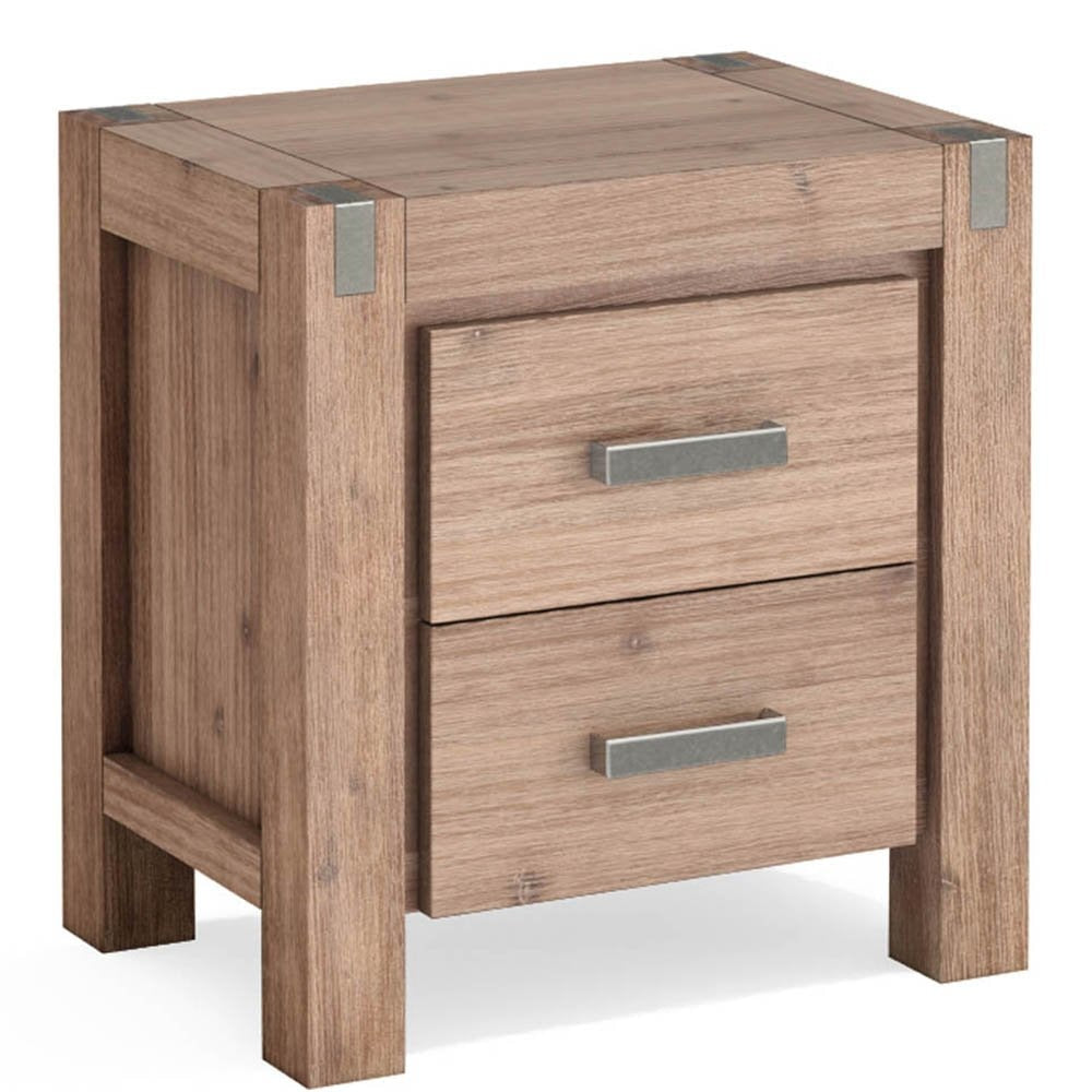 Bedside Table 2 drawers Night Stand Solid Wood Acacia Oak Colour Fast shipping On sale