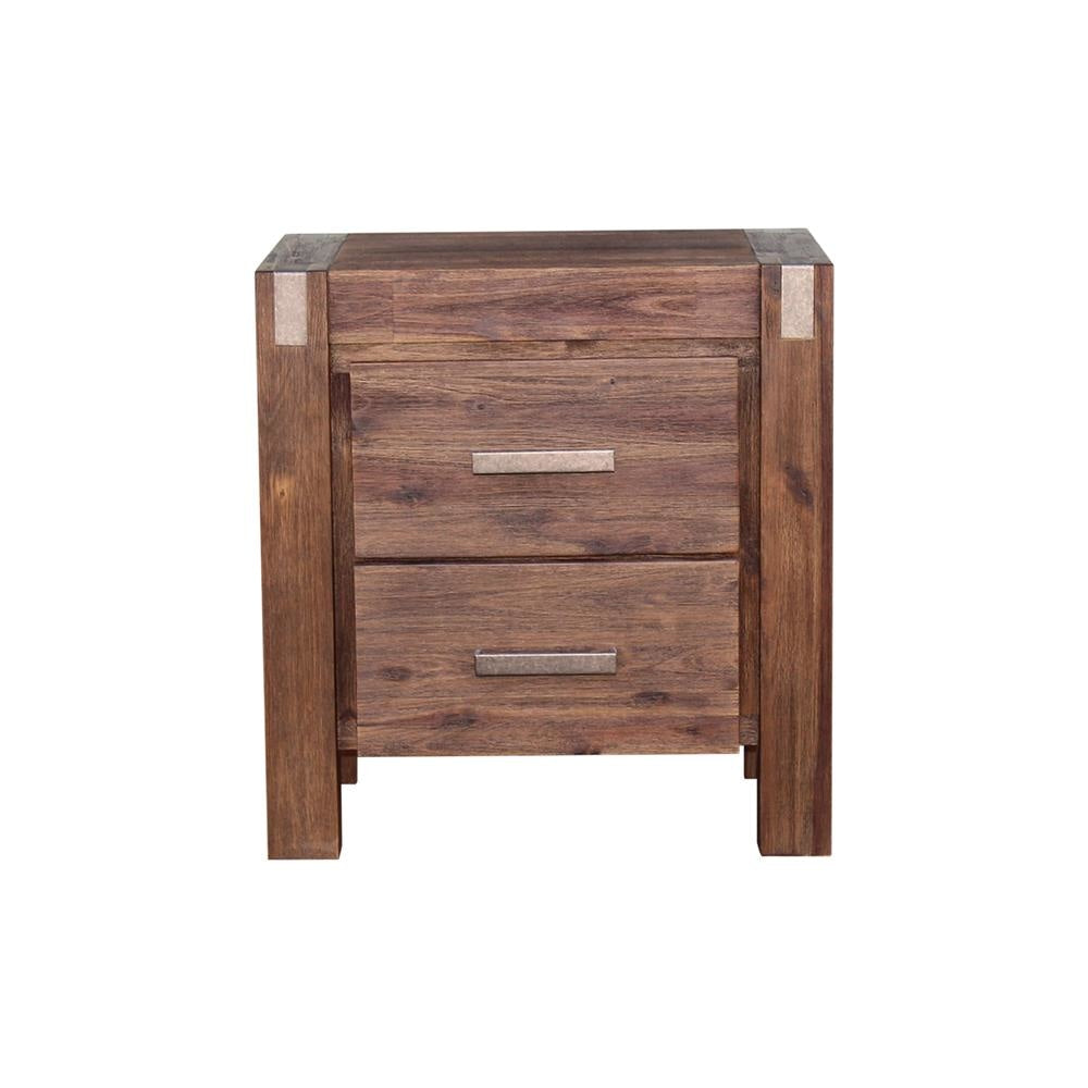 Bedside Table 2 drawers Night Stand Solid Wood Acacia Storage in Chocolate Colour Fast shipping On sale