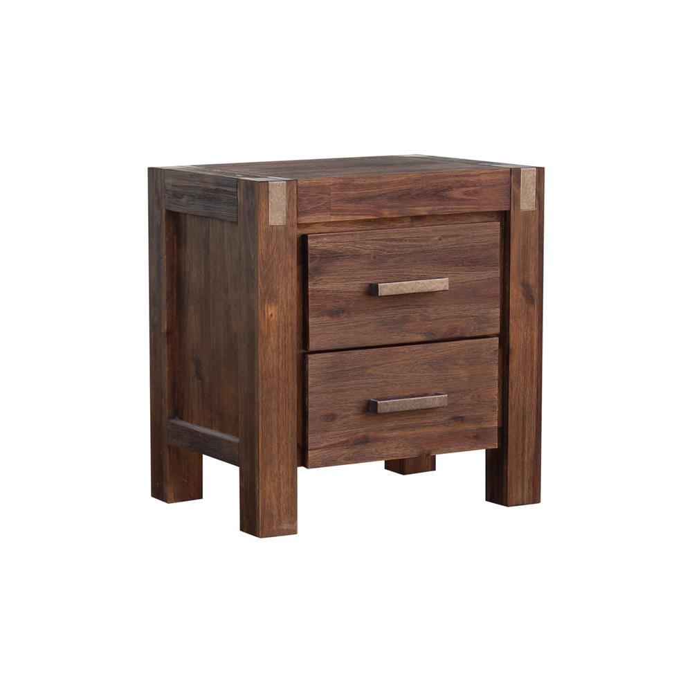 Bedside Table 2 drawers Night Stand Solid Wood Acacia Storage in Chocolate Colour Fast shipping On sale