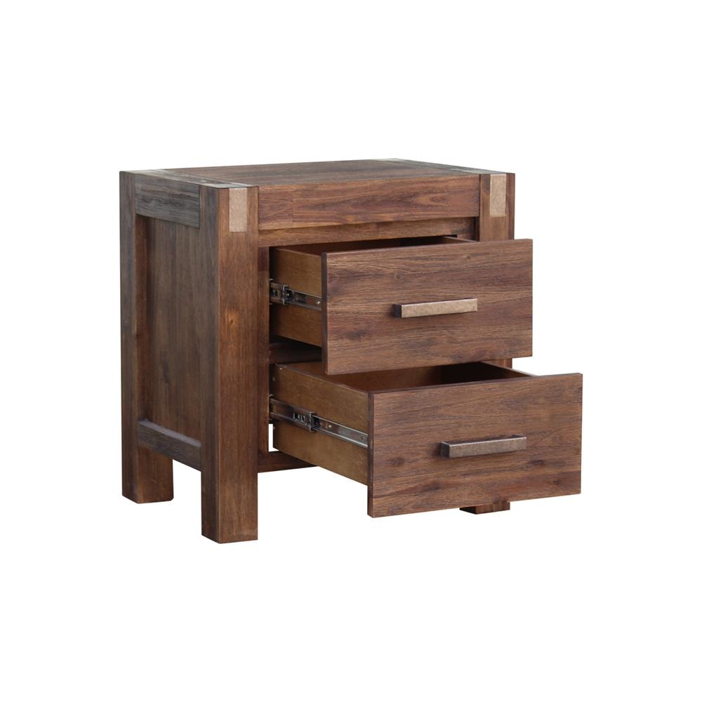 Bedside Table 2 drawers Night Stand Solid Wood Acacia Storage in Chocolate Colour Fast shipping On sale