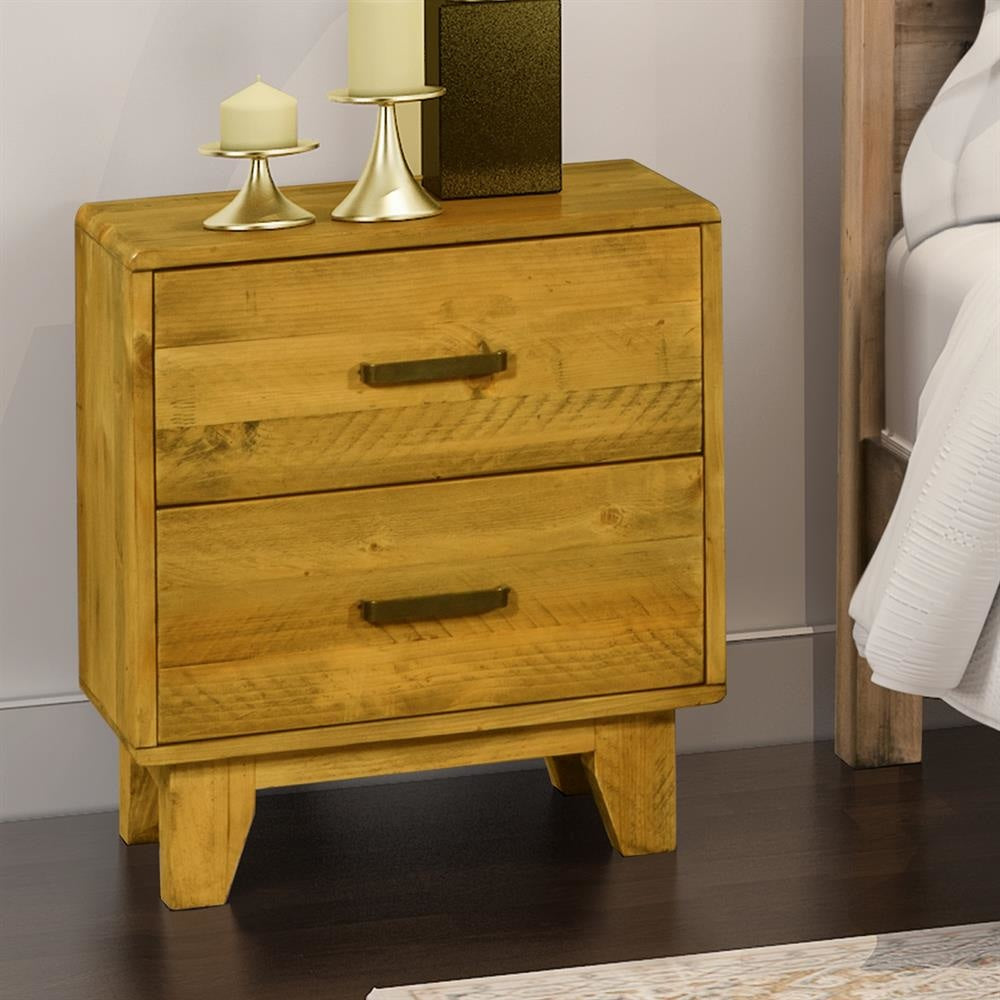 Bedside Table 2 drawers Night Stand Solid Wood Storage Light Brown Colour Fast shipping On sale