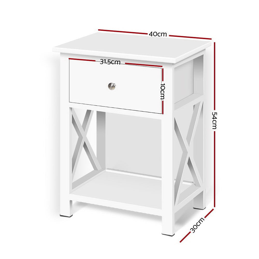Bedside Table Coffee Side Cabinet Drawer Wooden White Fast shipping On sale