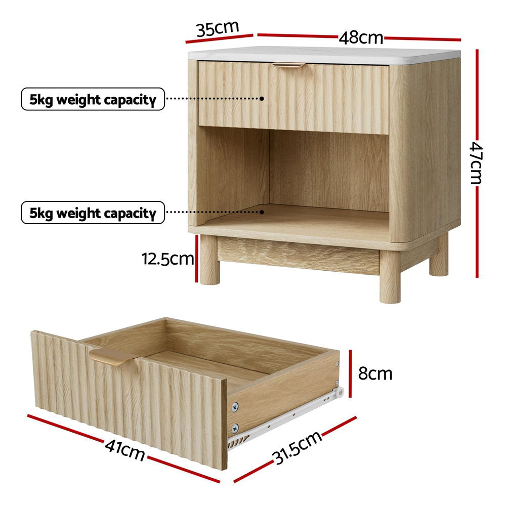 Bedside Table Nightstand 1 Drawer Shelves Pine Fast shipping On sale