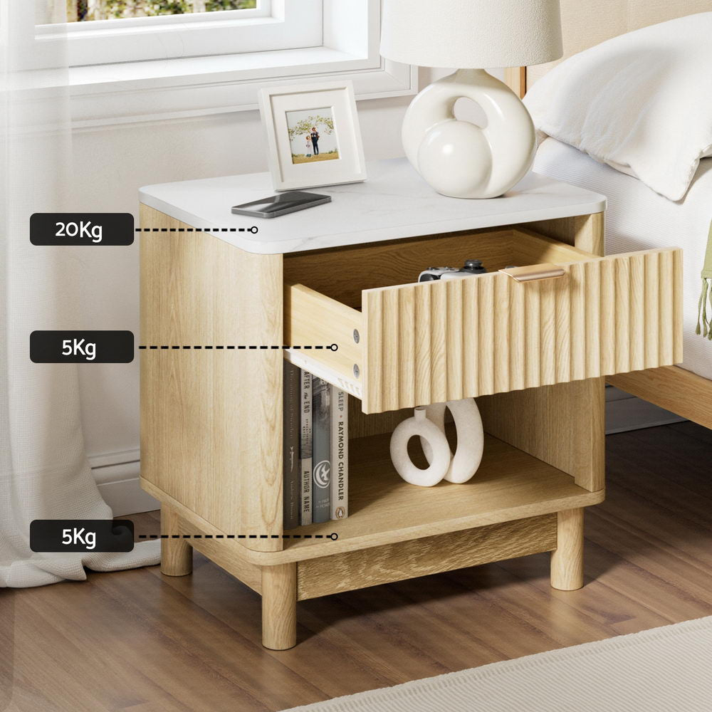 Bedside Table Nightstand 1 Drawer Shelves Pine Fast shipping On sale
