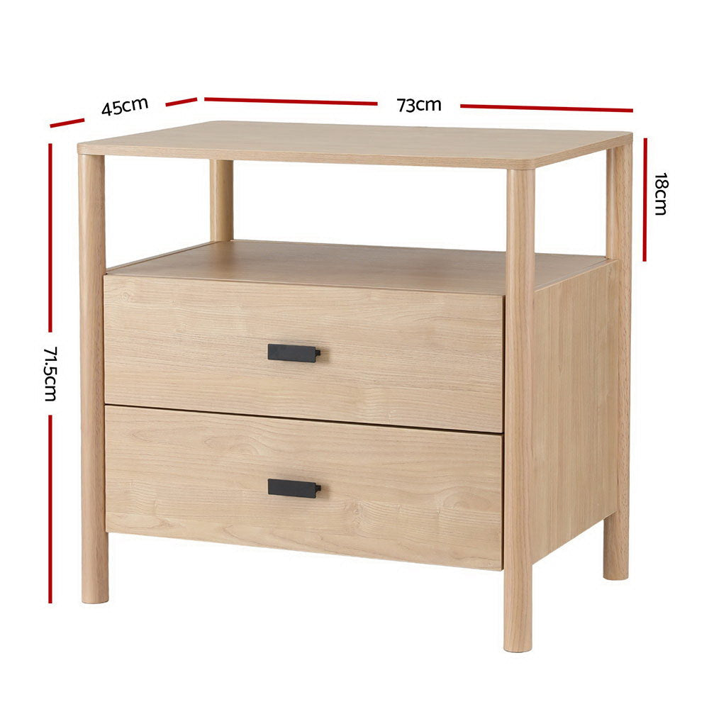 Bedside Table Nightstand 2 Drawers - Pine Fast shipping On sale