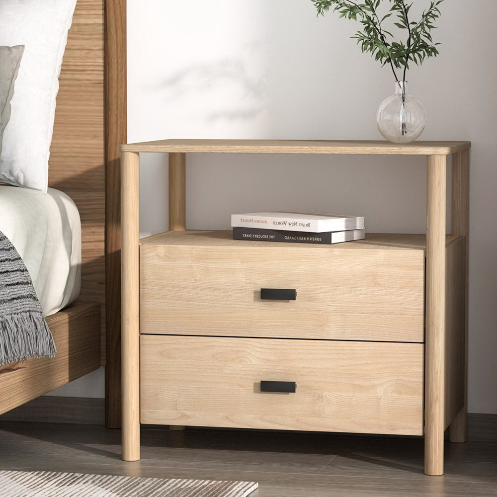 Bedside Table Nightstand 2 Drawers - Pine Fast shipping On sale