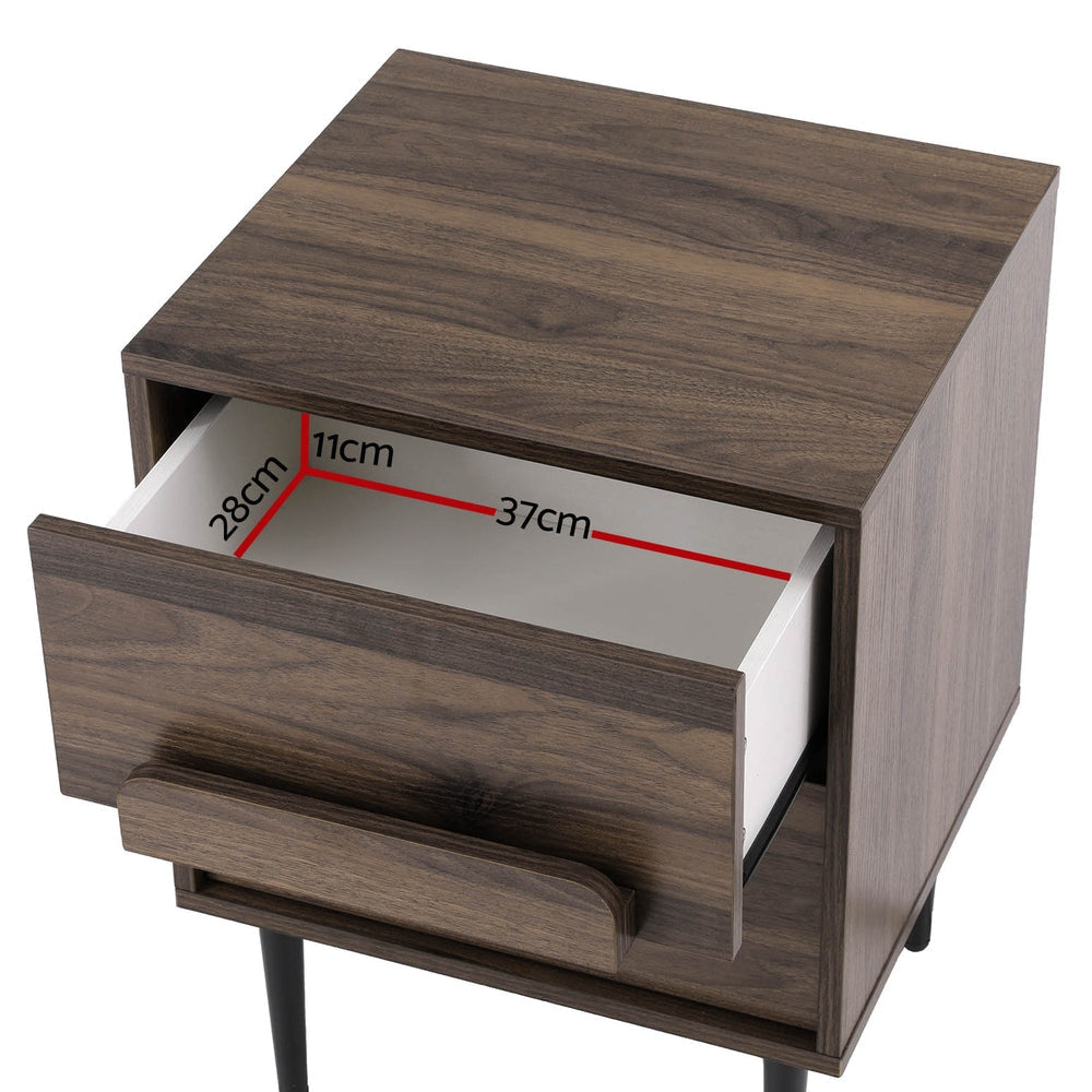 Bedside Table Nightstand 2 Drawers - Walnut Fast shipping On sale