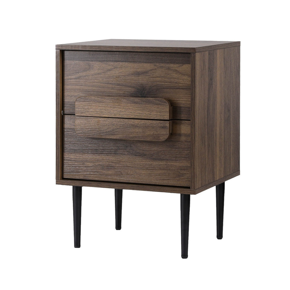 Bedside Table Nightstand 2 Drawers - Walnut Fast shipping On sale