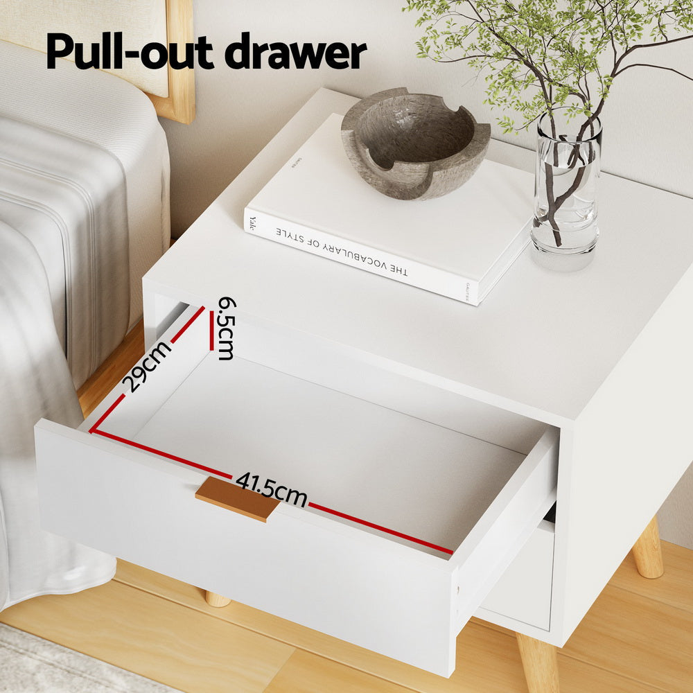 Bedside Table Nightstand 2 Drawers - White Fast shipping On sale