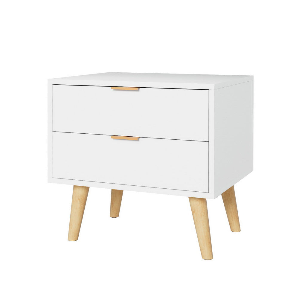 Bedside Table Nightstand 2 Drawers - White Fast shipping On sale