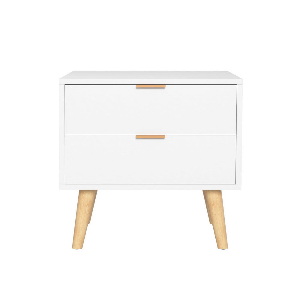 Bedside Table Nightstand 2 Drawers - White Fast shipping On sale