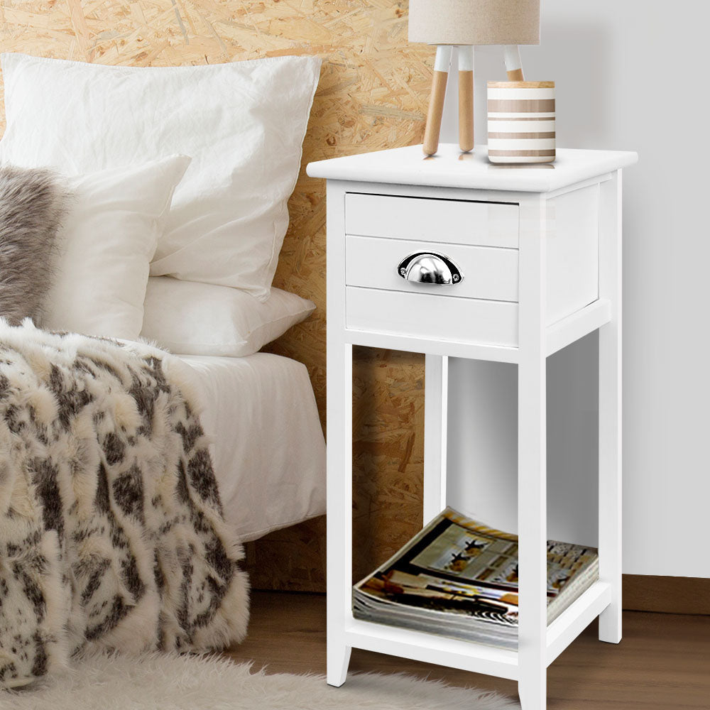 Bedside Table Nightstand Drawer Storage Cabinet Lamp Side Shelf White Fast shipping On sale