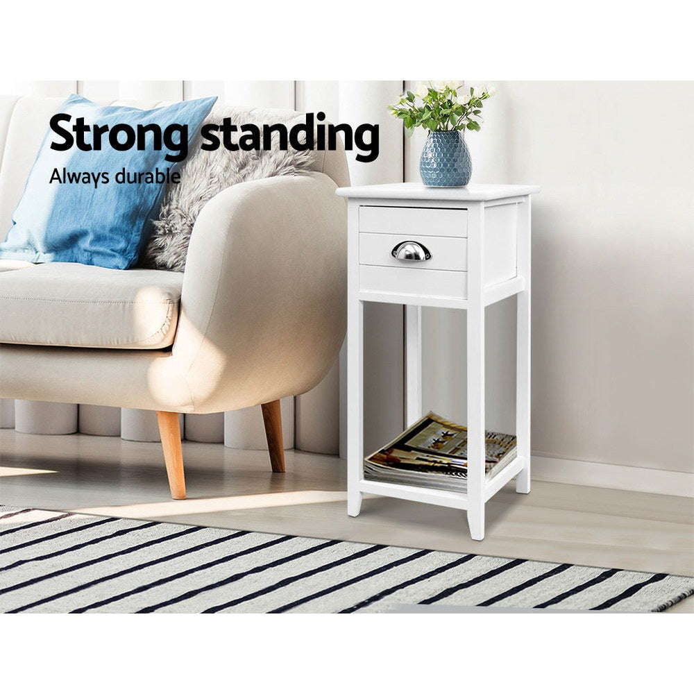 Bedside Table Nightstand Drawer Storage Cabinet Lamp Side Shelf White Fast shipping On sale