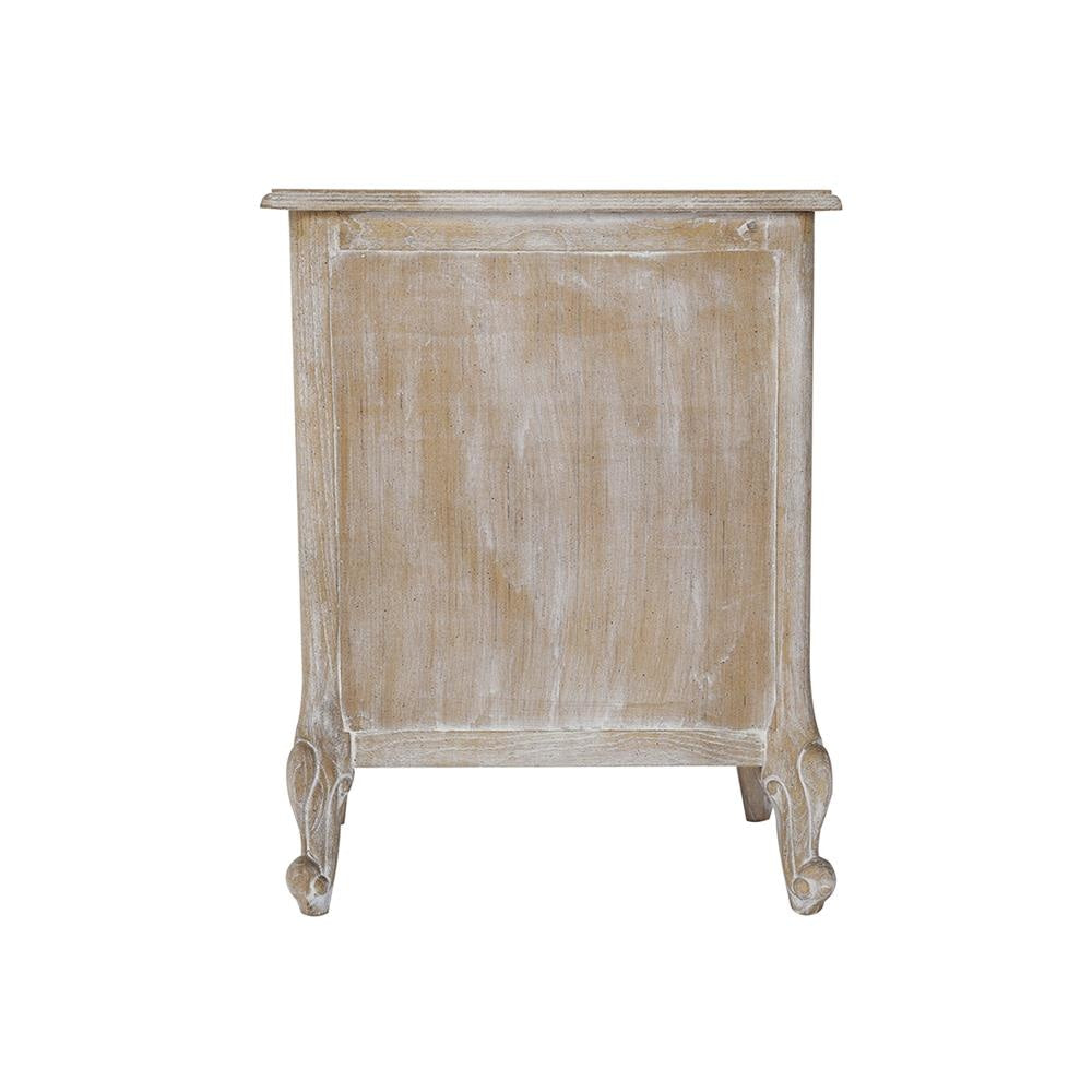 Bedside Table Oak Wood Plywood Veneer White Washed Finish Storage Drawers Fast shipping On sale