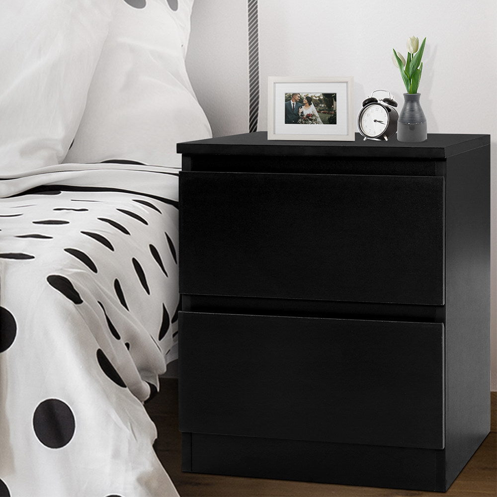 Bedside Tables Drawers Side Table Bedroom Furniture Nightstand Black Lamp Fast shipping On sale