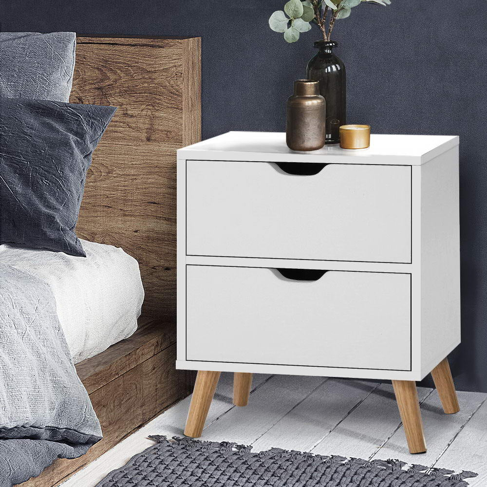 Bedside Tables Drawers Side Table Nightstand White Storage Cabinet Wood Fast shipping On sale