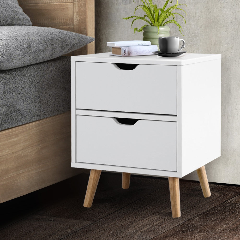 Bedside Tables Drawers Side Table Nightstand White Storage Cabinet Wood Fast shipping On sale