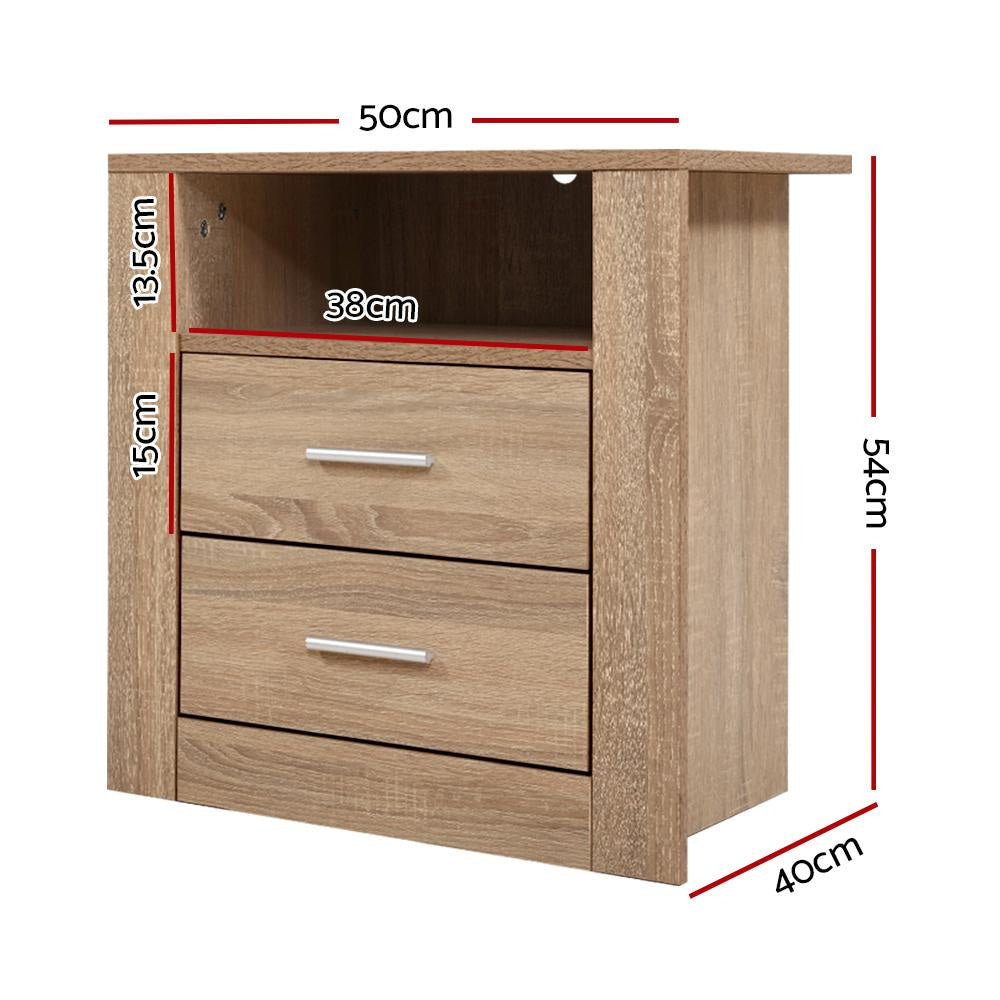 Bedside Tables Drawers Storage Cabinet Shelf Side End Table Oak Fast shipping On sale