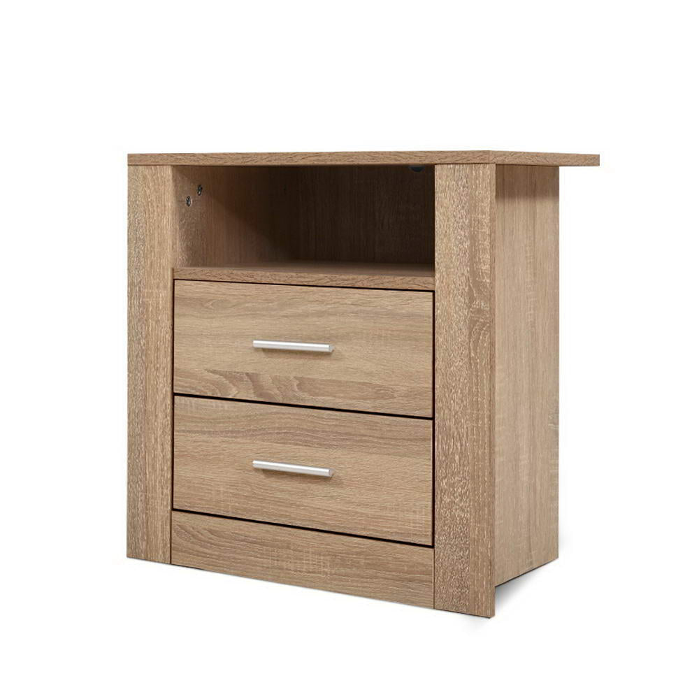 Bedside Tables Drawers Storage Cabinet Shelf Side End Table Oak Fast shipping On sale