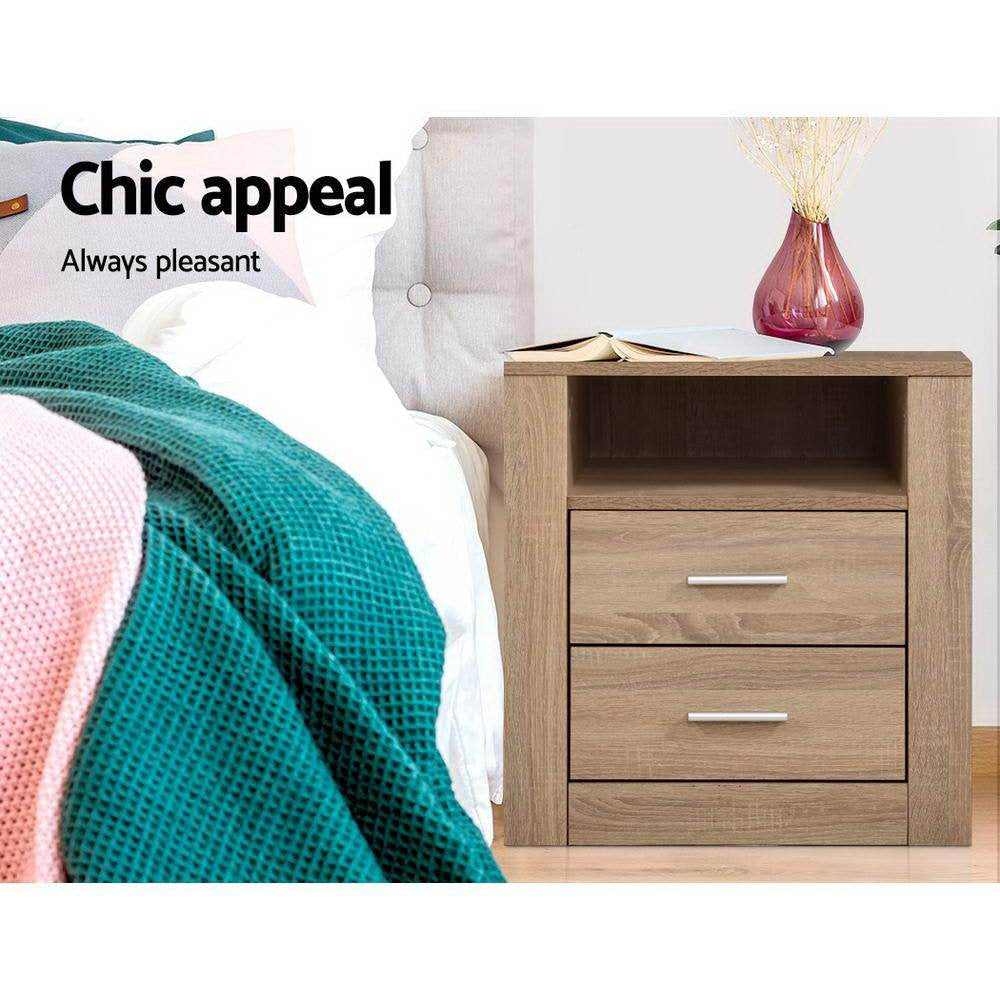 Bedside Tables Drawers Storage Cabinet Shelf Side End Table Oak Fast shipping On sale