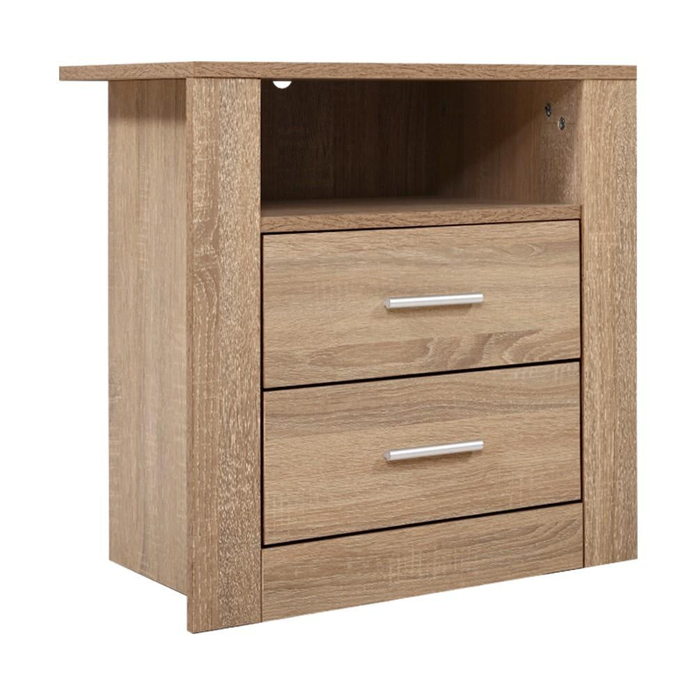 Bedside Tables Drawers Storage Cabinet Shelf Side End Table Oak Fast shipping On sale