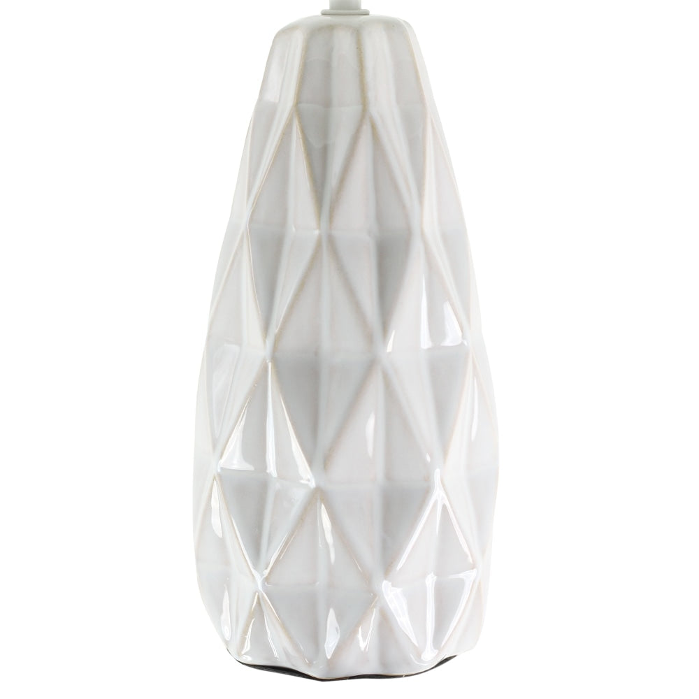 Belyse Modern Textured Ceramic Table Lamp Light Linen Drum Shade - White Fast shipping On sale