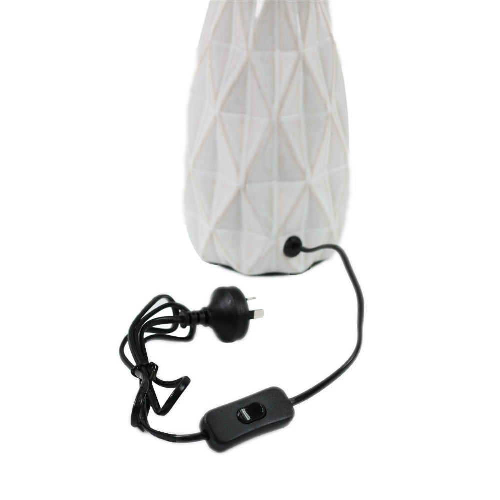 Belyse Modern Textured Ceramic Table Lamp Light Linen Drum Shade - White Fast shipping On sale