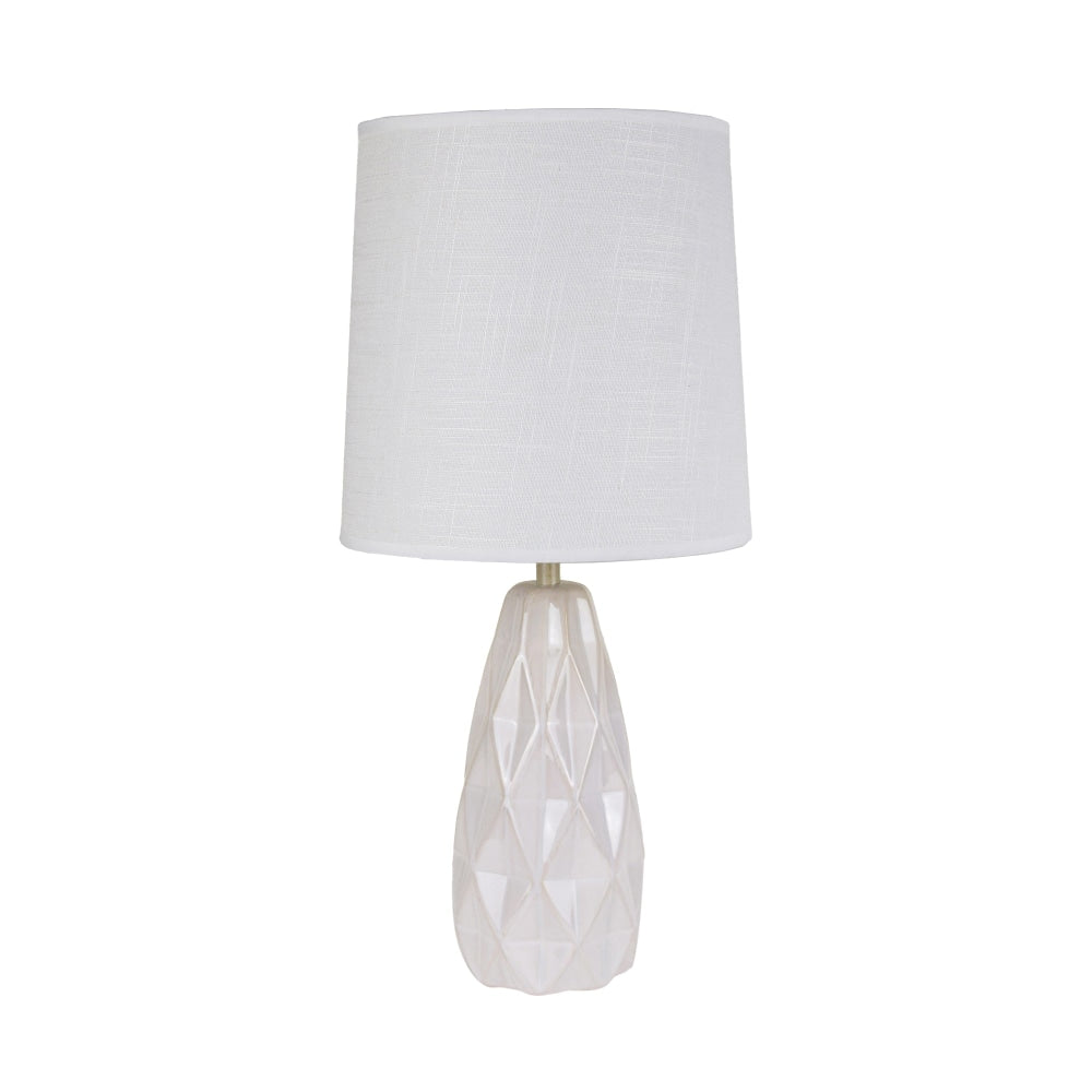 Belyse Modern Textured Ceramic Table Lamp Light Linen Drum Shade - White Fast shipping On sale