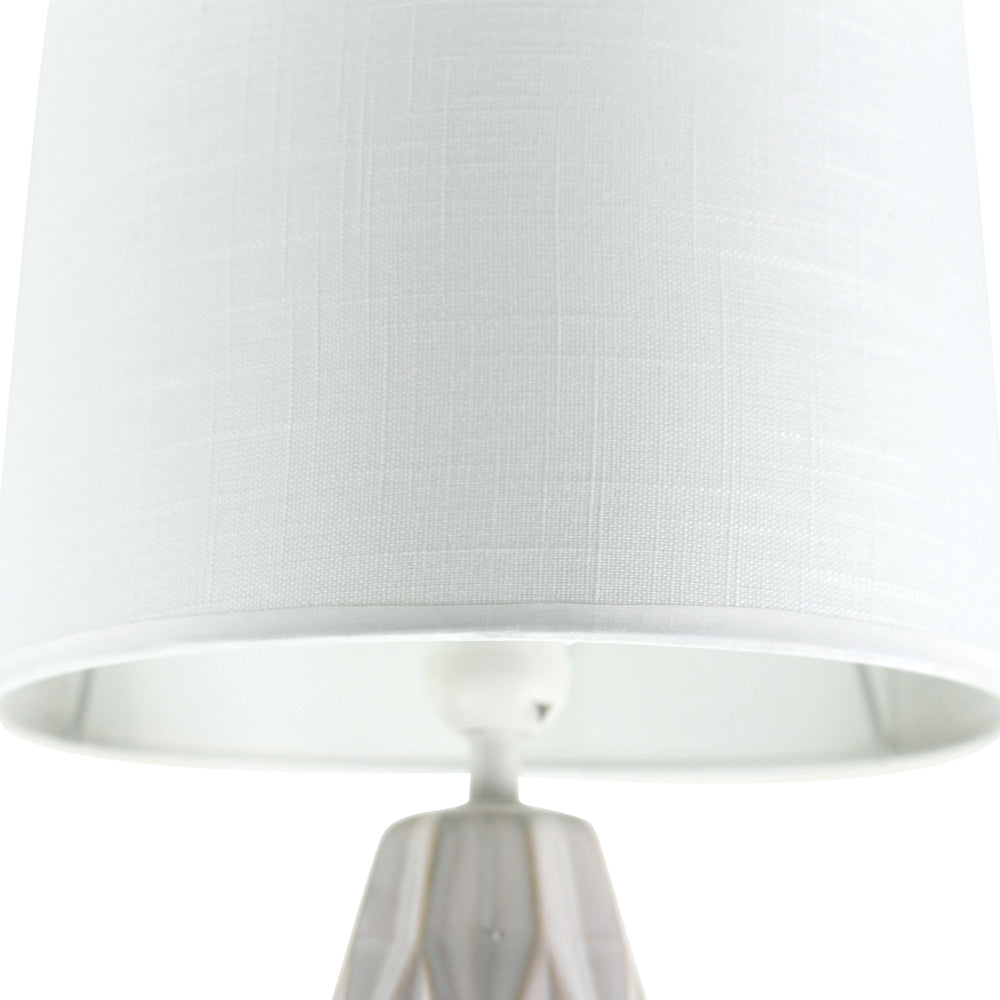 Belyse Modern Textured Ceramic Table Lamp Light Linen Drum Shade - White Fast shipping On sale