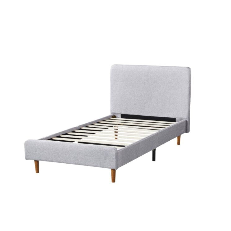 Fabric Bed Frame With Head Double Size Solid Wood Legs Light Grey Fast shipping On sale