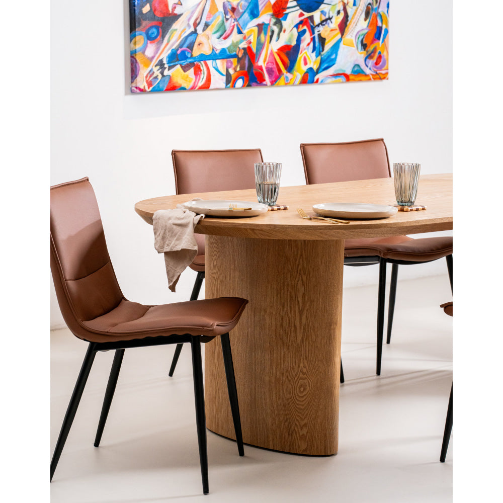 Bexley Classic Wooden Veneer Kitchen Dining Table 220cm Natural Fast shipping On sale