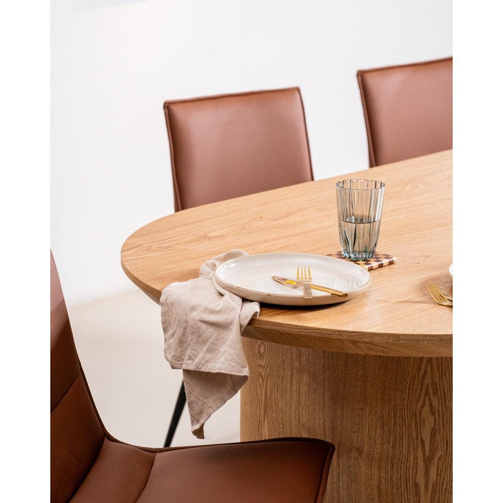 Bexley Classic Wooden Veneer Kitchen Dining Table 220cm Natural Fast shipping On sale