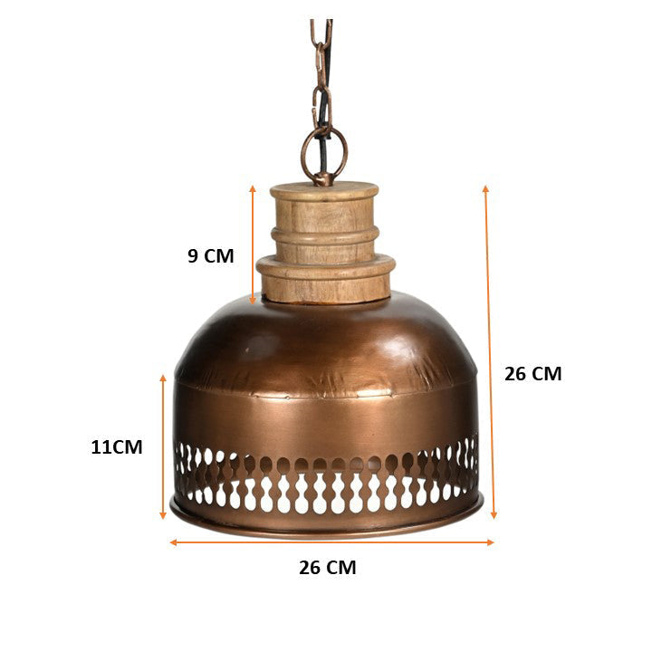 Billy Copper Cut-Out And Wood Rustic Lamp Shade Pendant Fast shipping On sale