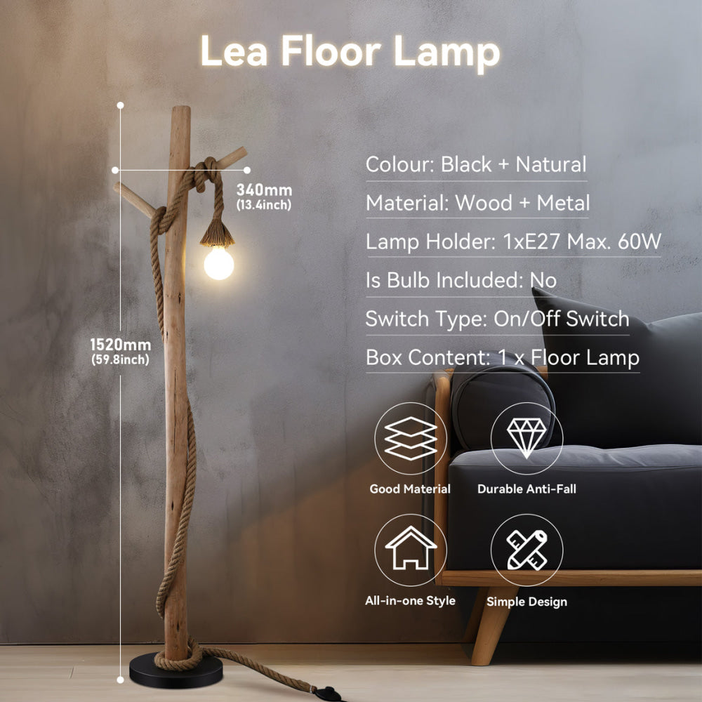 Birk Minimalist Wood Hanger Floor Lamp Light Natural Fast shipping On sale