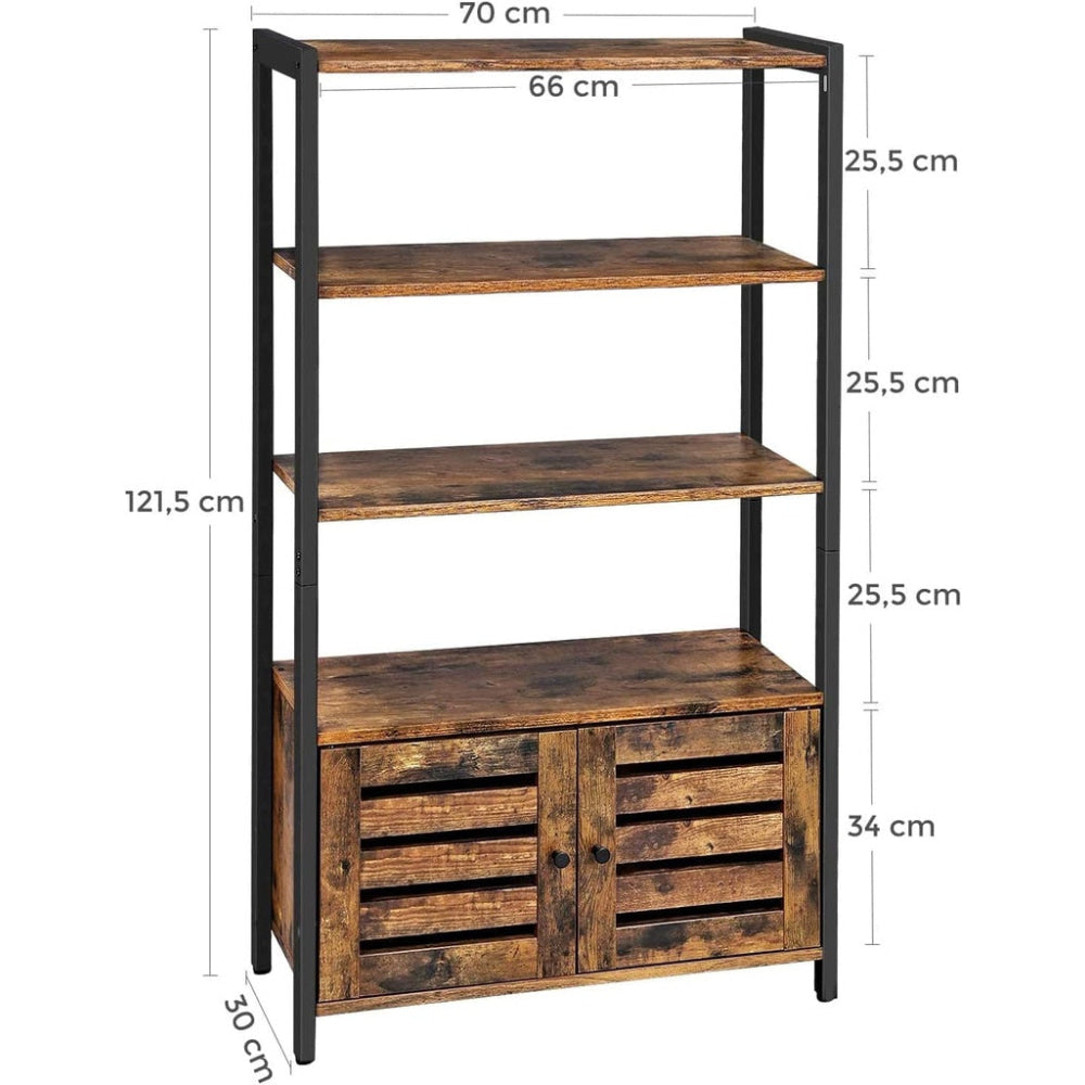 Bookcase Floor Standing Storage Cabinet and Cupboard with 2 Louvred Doors 3 Shelves Bookshelf Rustic Brown Fast shipping On sale