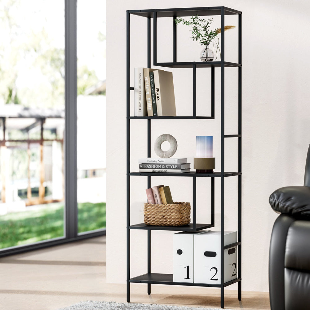 Bookshelf 5 Tiers RHYS Black Bookcase Fast shipping On sale