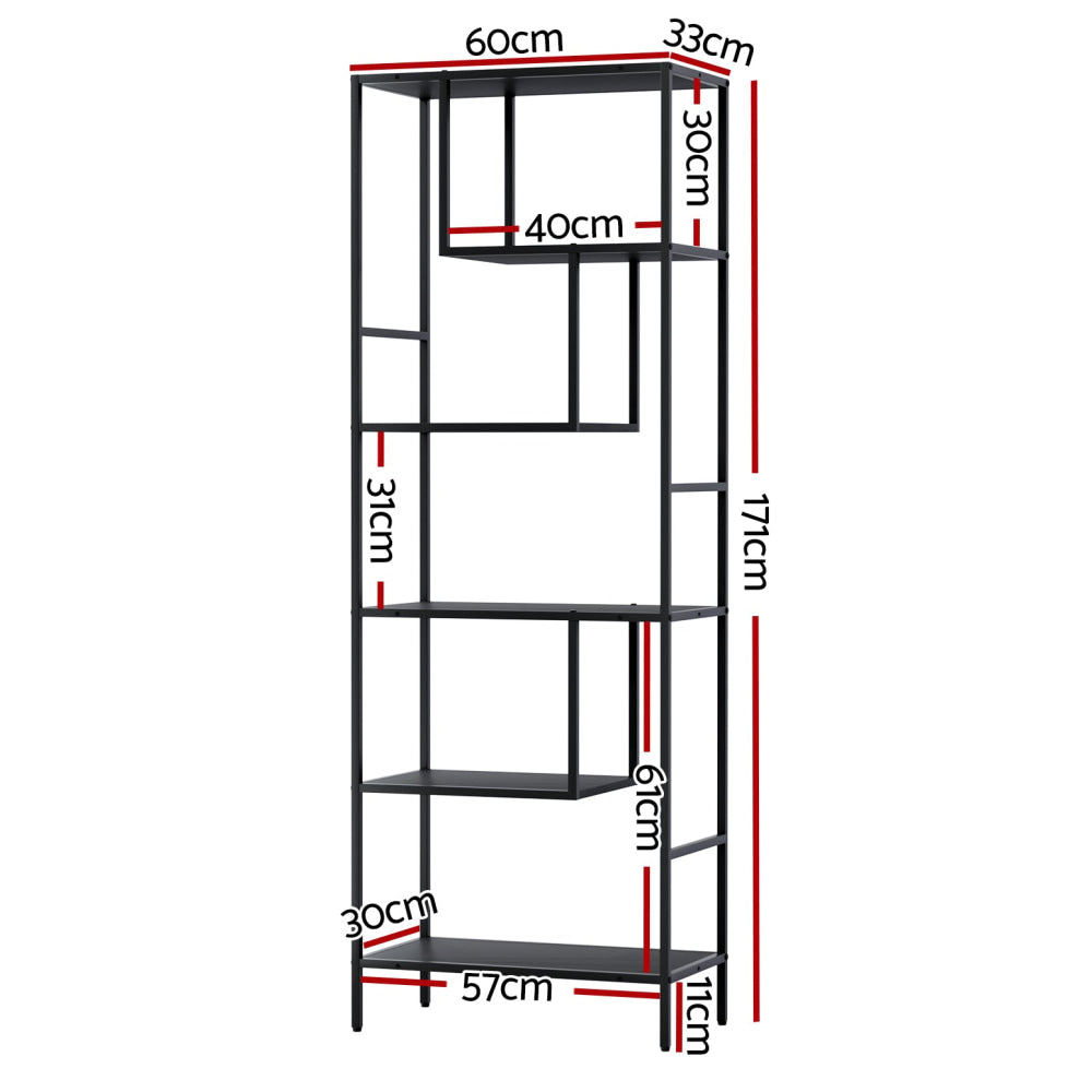 Bookshelf 5 Tiers RHYS Black Bookcase Fast shipping On sale