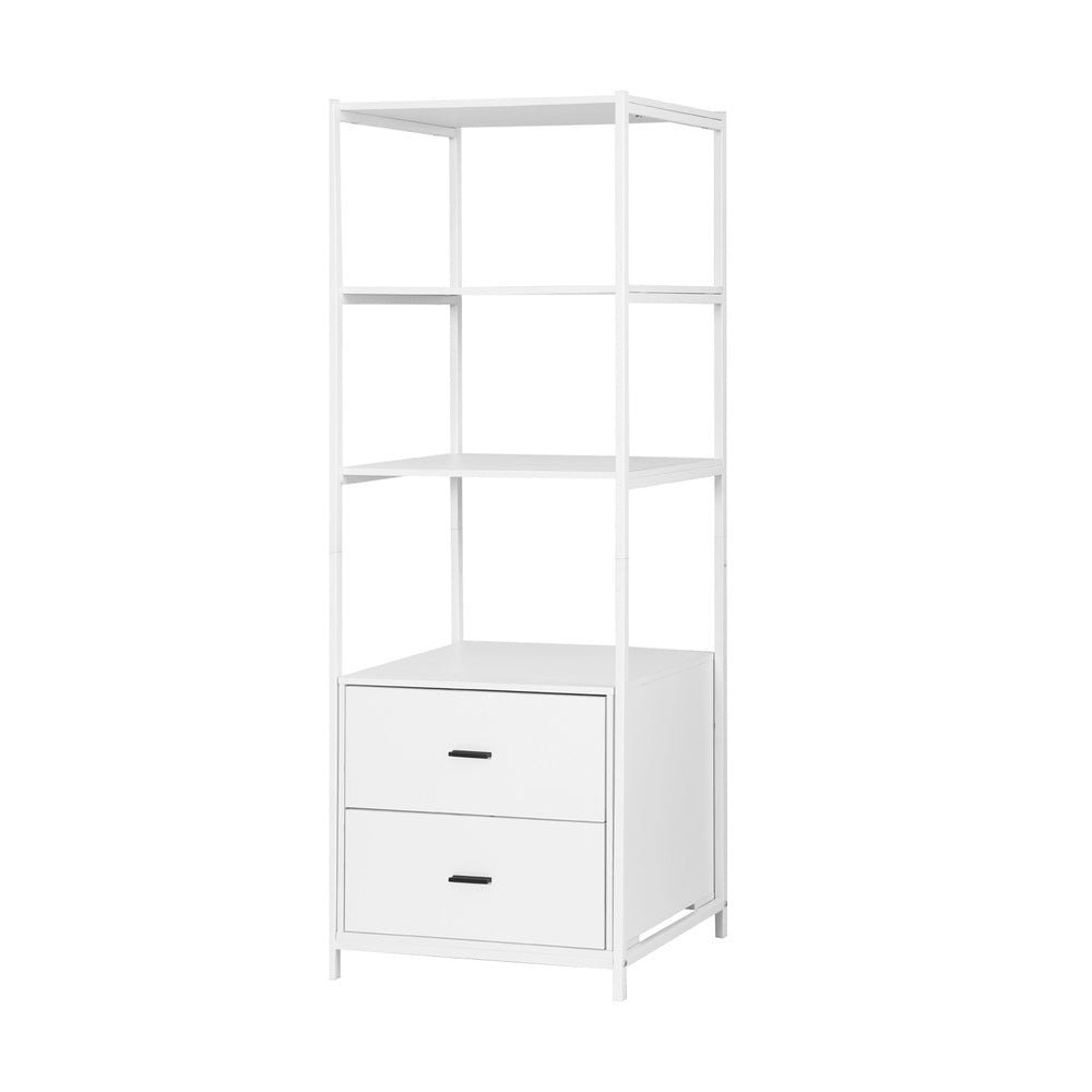 Bookshelf Display Shelf 2 Drawers 152CM White Bookcase Fast shipping On sale