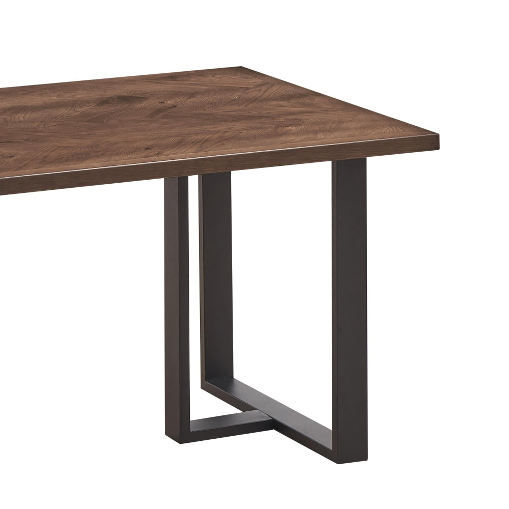 Bosco Wooden Rectangular Kitchen Dining Table 150cm Metal Frame - Walnut & Black Fast shipping On sale