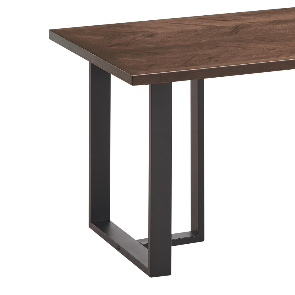 Bosco Wooden Rectangular Kitchen Dining Table 150cm Metal Frame - Walnut & Black Fast shipping On sale