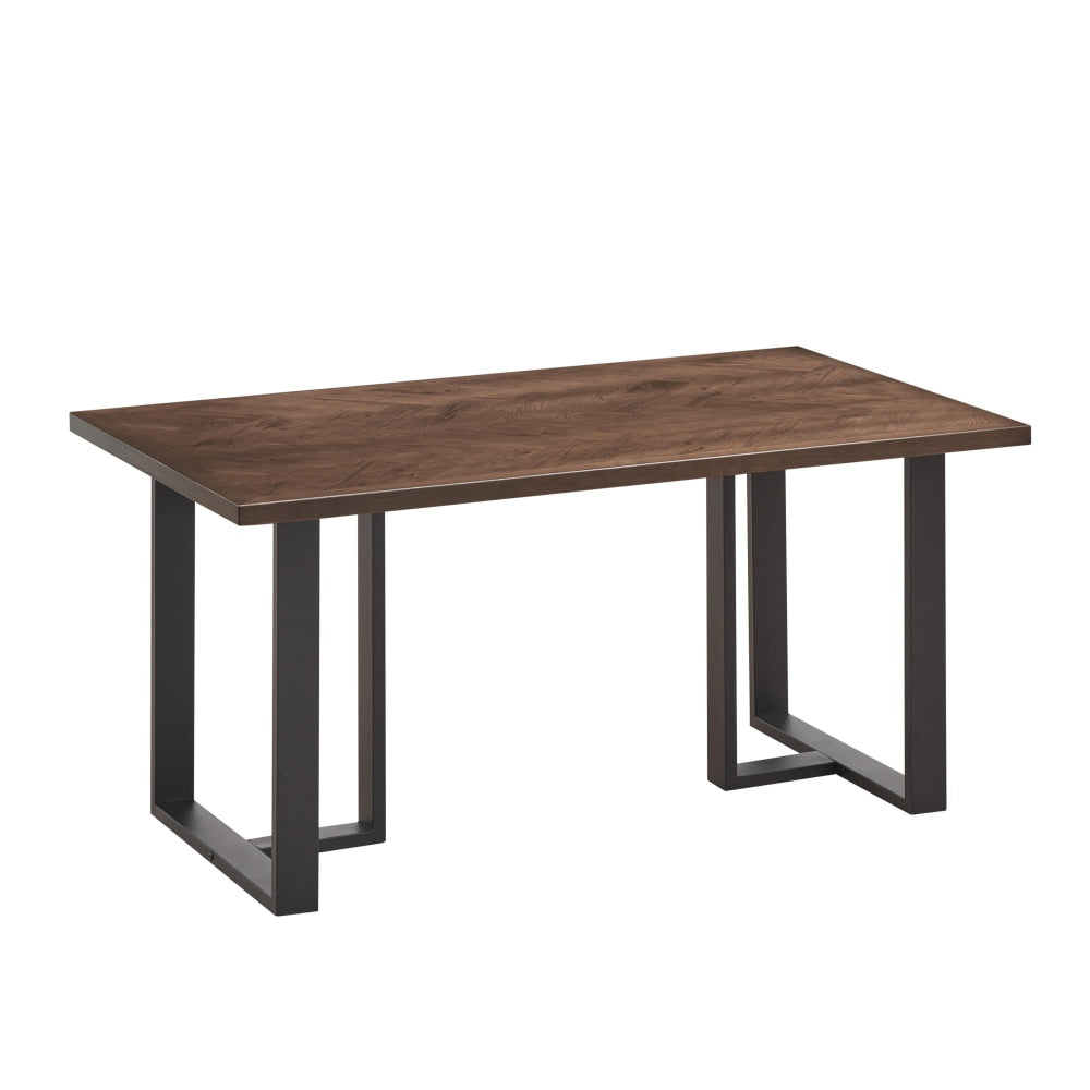 Bosco Wooden Rectangular Kitchen Dining Table 150cm Metal Frame - Walnut & Black Fast shipping On sale