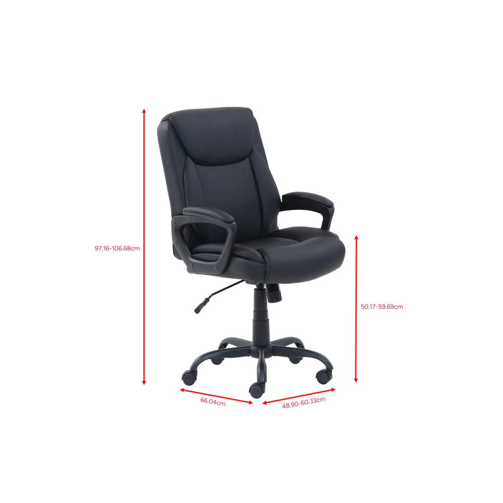 Boston PU Padded Mid Back Office Computer Working Chair Black Fast shipping On sale