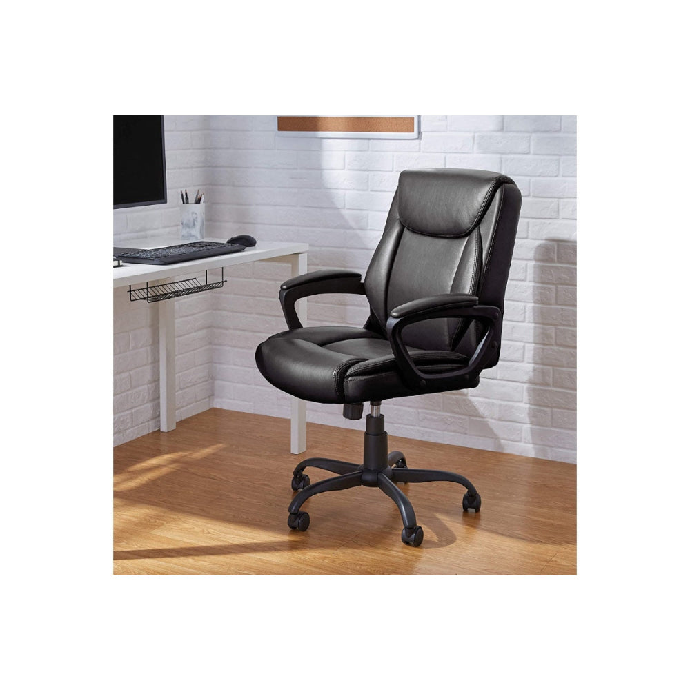 Boston PU Padded Mid Back Office Computer Working Chair Black Fast shipping On sale